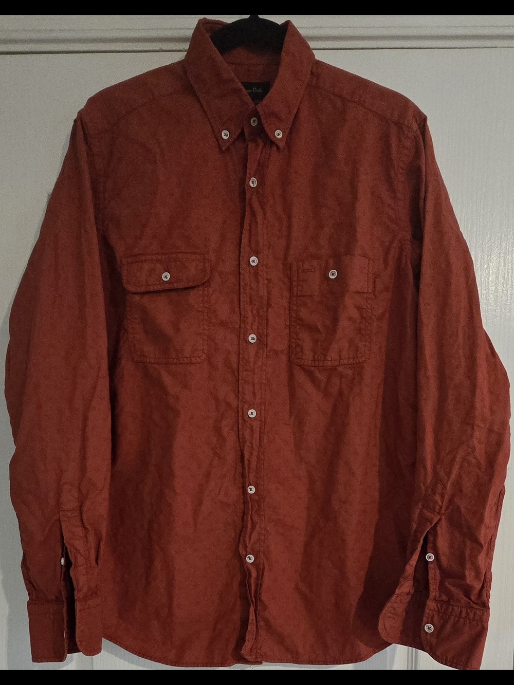 Massimo Dutti Men's Button-Down Shirt in Rust Orange